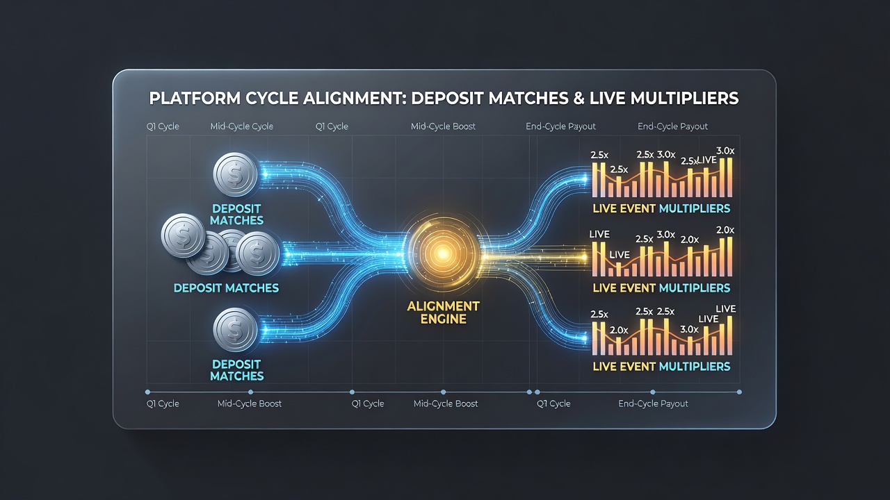 Live betting dashboard displaying synchronized multiplier boosts during an ongoing sports event cycle