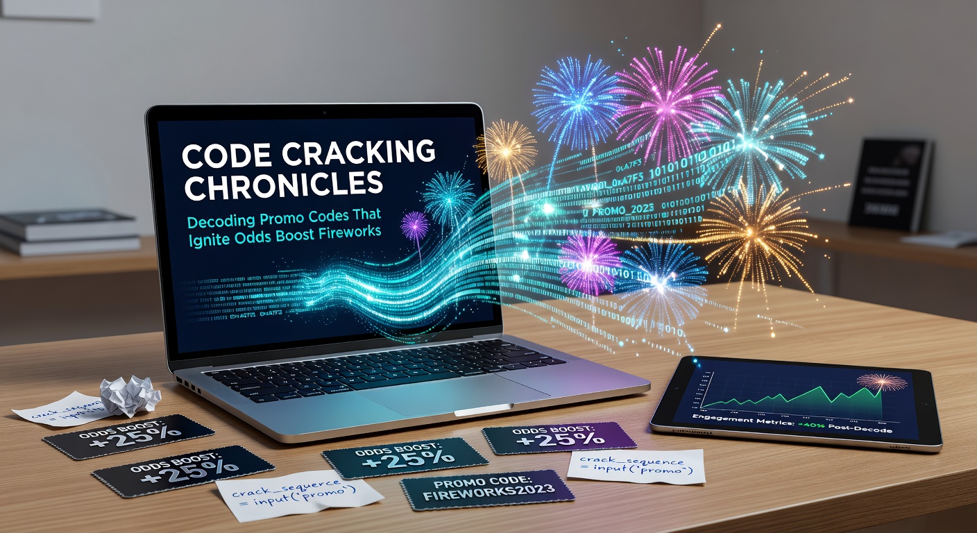 Dynamic image of a bettor's screen displaying an entered promo code activating a fireworks display of enhanced odds on a sports event