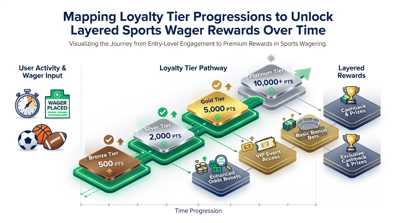 Chart showing loyalty tier progression timeline with reward layers over six months