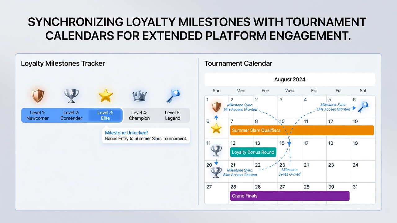 Screenshot of a mobile app interface displaying loyalty progress bars synced to upcoming tournament rounds
