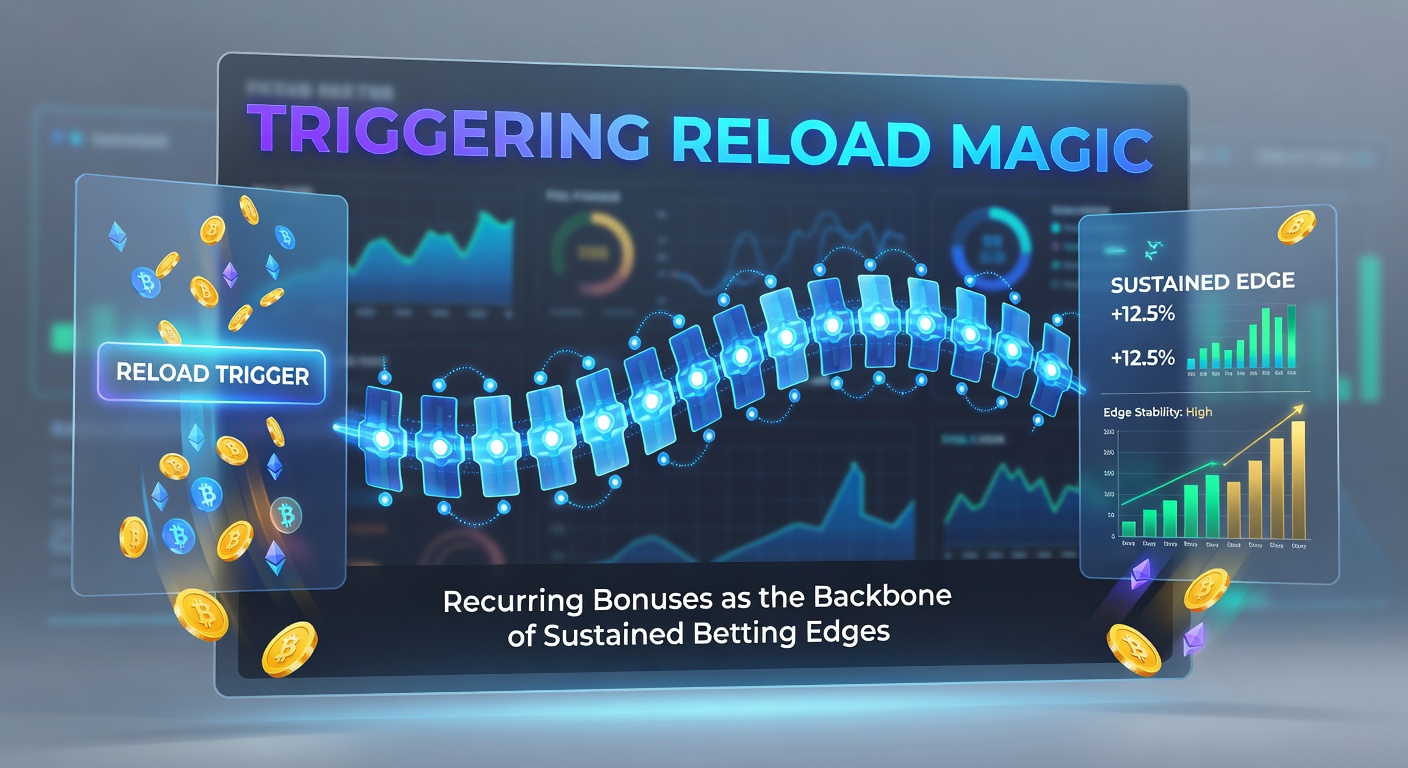 Screenshot of a reload bonus dashboard on a betting site, highlighting recurring deposit matches and wagering progress bars